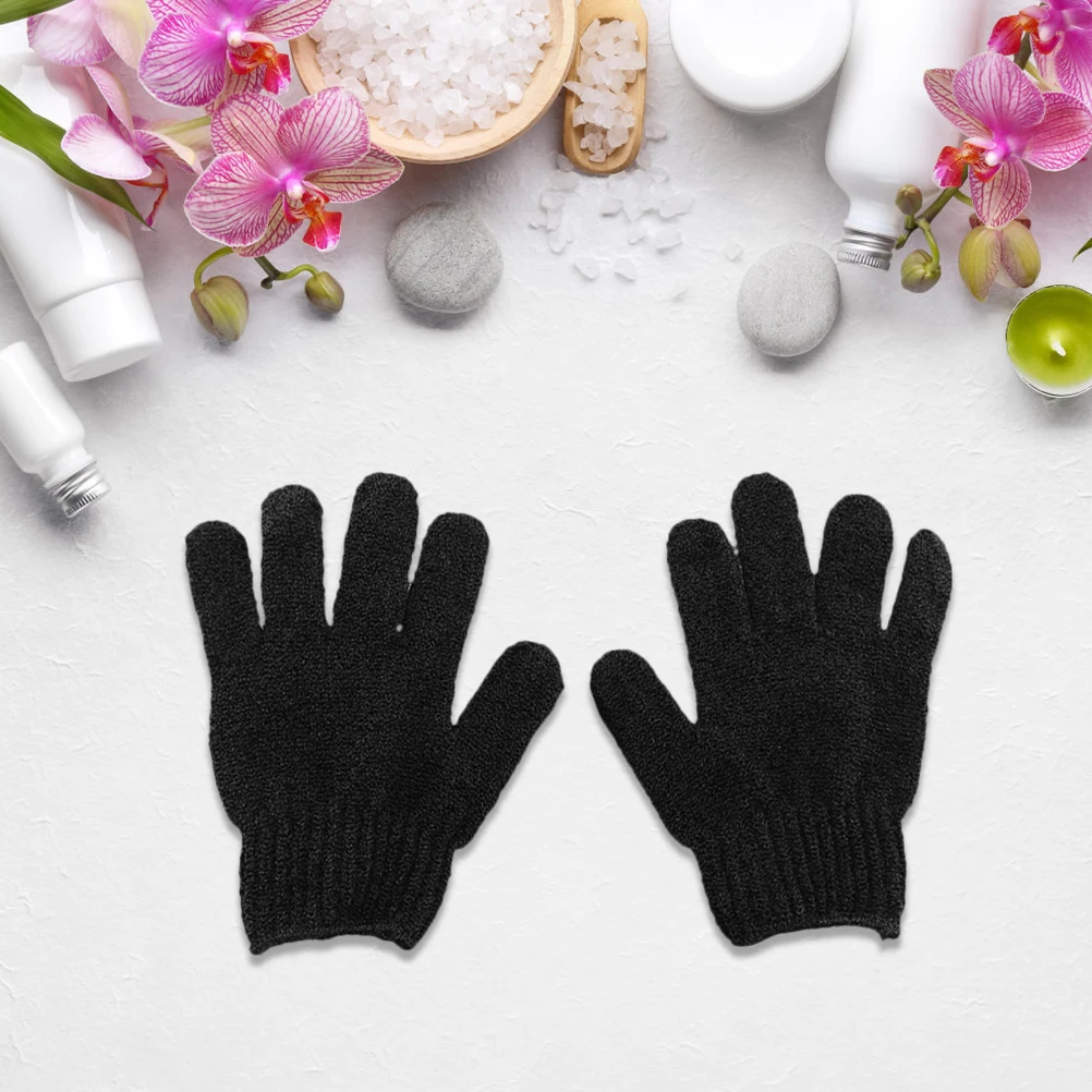 1 قطعة قفازات التقشير السوداء حجم واحد ألياف الاكريليك دائم للجسم دش حمام تنظيف أداة العناية بالبشرة حمام التقشير