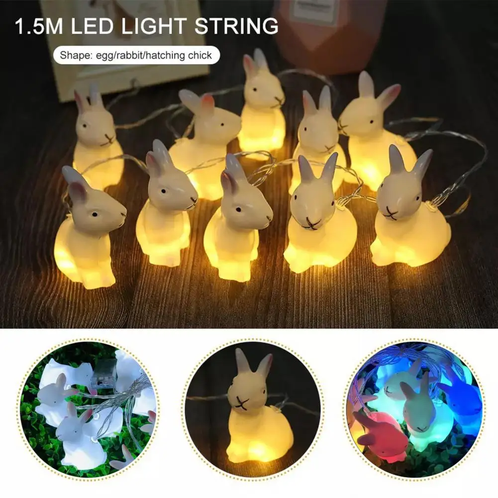 Practical String Light Eye-catching Battery-powered 150cm LED Easter Bunny Hanging String Lamp