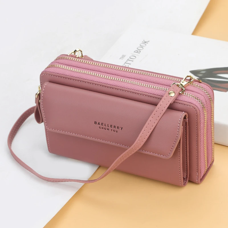 

Fashion Double Layer Crossbody Phone Bag Women PU Leather Zipper Wallet Coin Pouch Ladies Purse Handbag Shoulder Messenger Bags