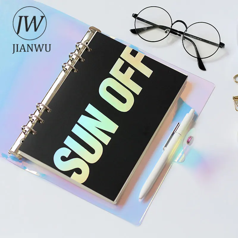 JIANWU 2018 NEW A5 A6 PVC Creative Laser Binder Loose Notebook Diary Loose Leaf Note Book Planner Office Supplies