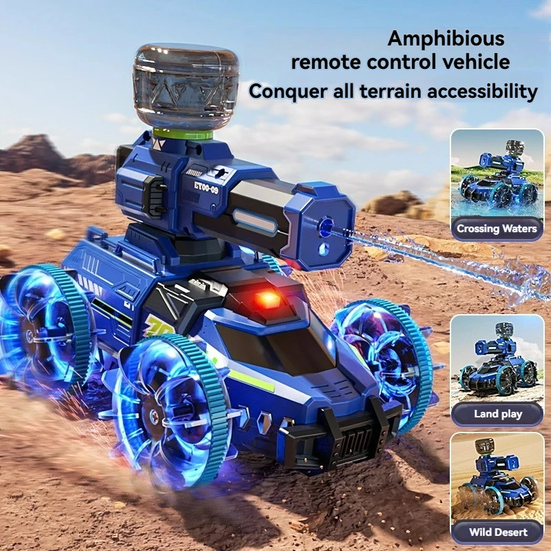 2.4G RC سيارة الذاتي امتصاص ارتفاع ضغط مدفع المياه التحكم عن بعد برمائية على الطرق الوعرة مركبة تسلق حيلة سيارة ألعاب مياه هدية