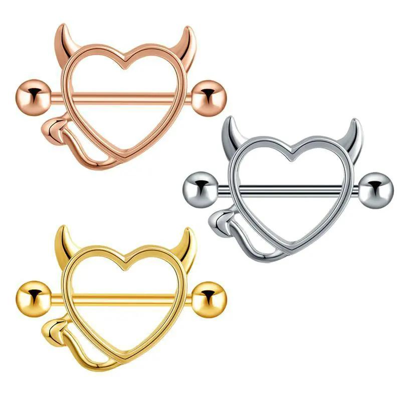 

12pcs/Lot Lovely Heart Flesh Nipple Shield Ring Stainless Steel Barbell Body Piercing Jewelry for Woman Gift