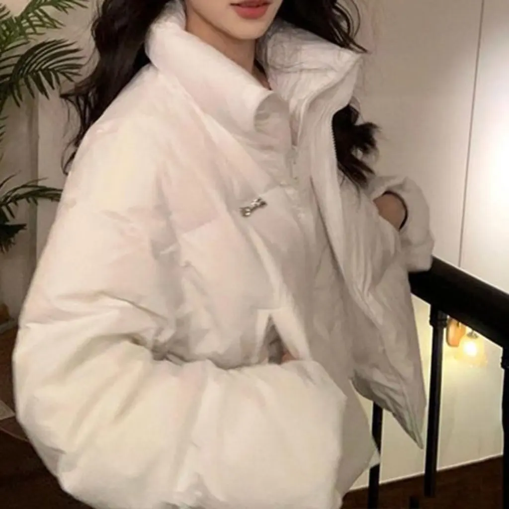 

Women's Winter White Cotton Jacket Korean Style Casual Versatile Warm Coat Sweet Design New