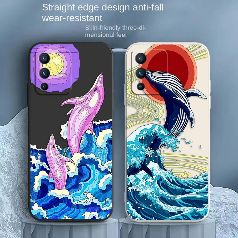 Sea Wave Dolphin Whale Phone Case For VIVO S1 S5 S6 S7 S9 S9E S10 S12 S15 S16 S16E V29 V20 V21 V23 V25 PRO 5G Case Funda Shell