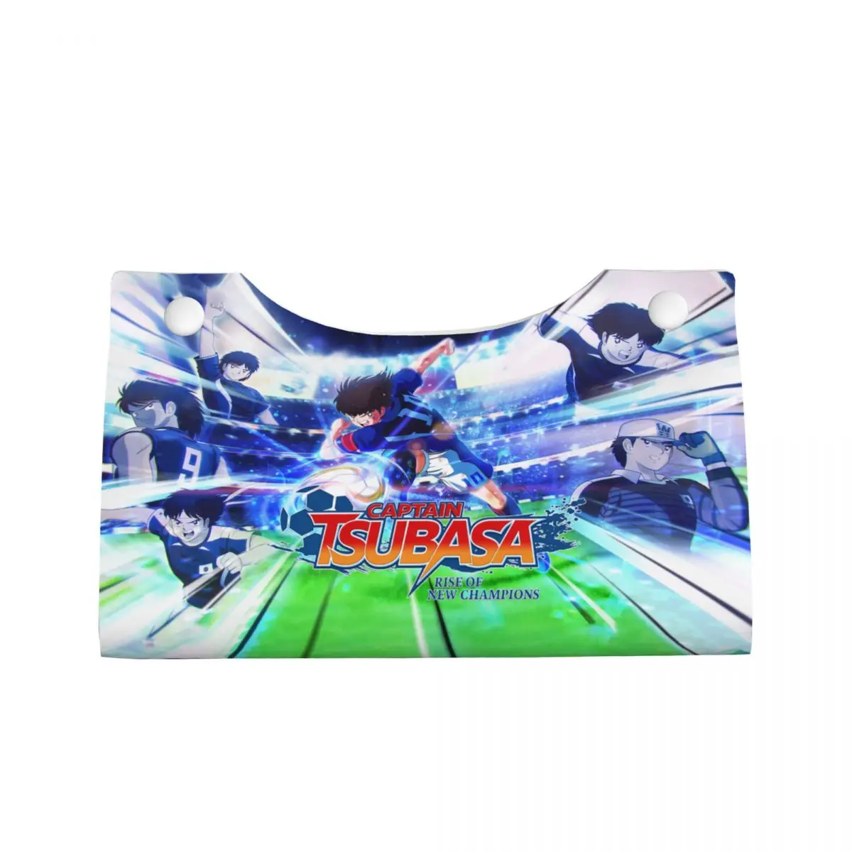 Custom Captain Tsubasa Facial Tissue Box Cover Rectangular Anime Boy Football Motion PU Leather Tissue Box Holder for Bathroom