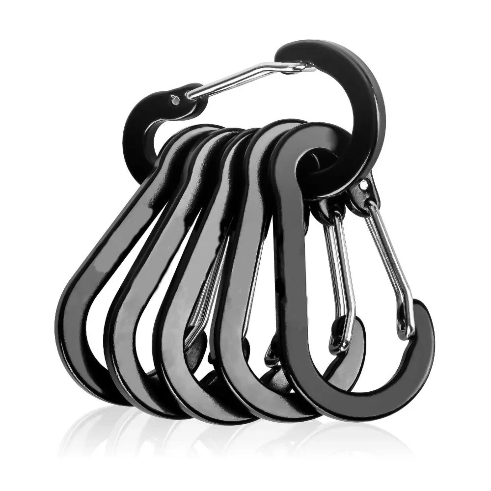 5pcs Outdoor Camping Multi Tool Mountaineering Buckle Steel Small Carabiner Clips Fishing Climbing Acessories Dropshipping