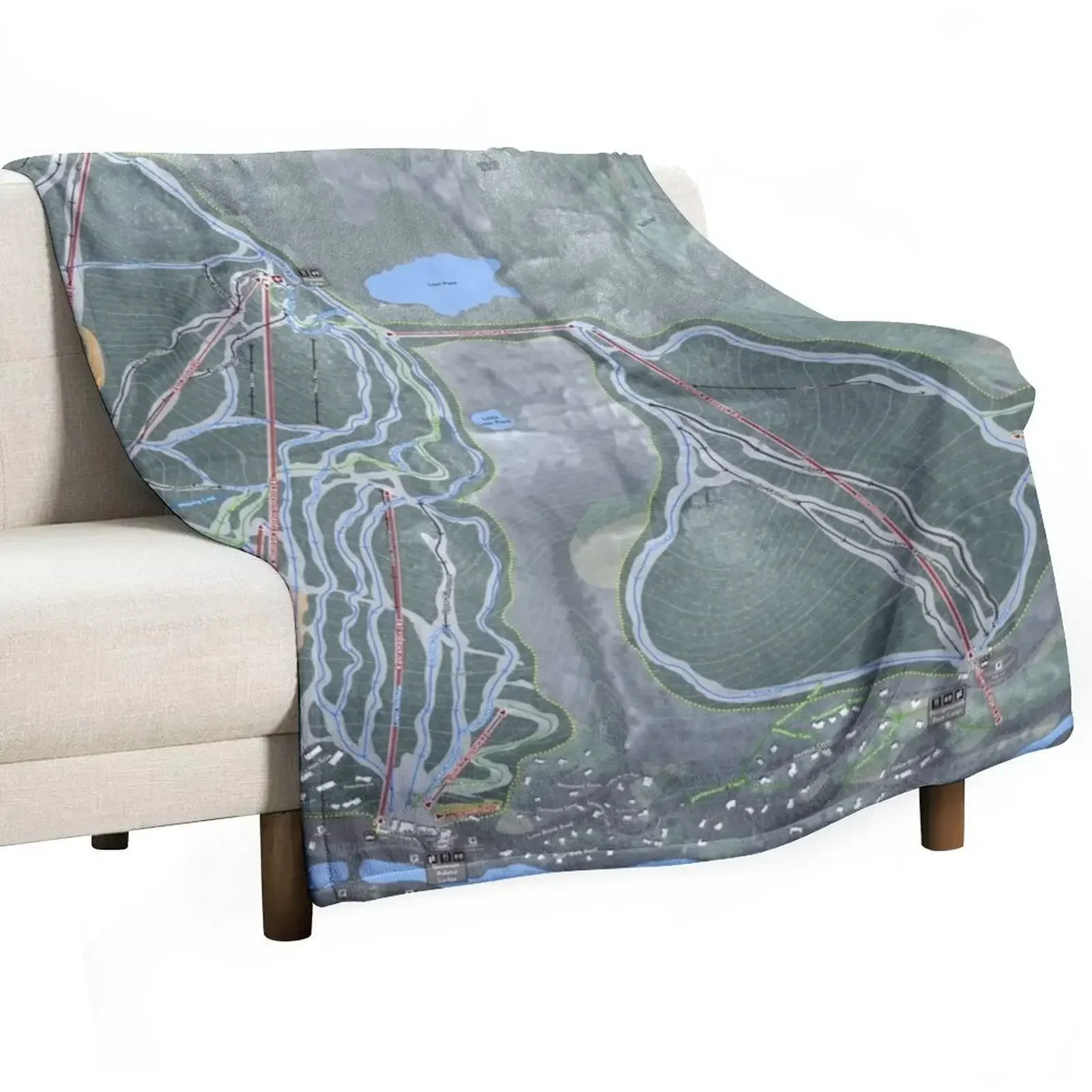 

Loon Mountain Resort Trail Map Throw Blanket Loose Flannel Blankets