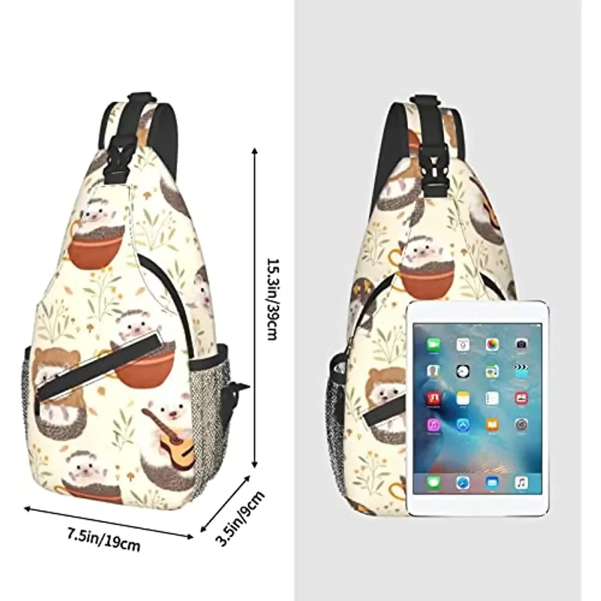 حقائب صدر للجنسين من القنفذ، حقيبة ظهر كروس بحمالة للسفر والمشي لمسافات طويلة للنساء والرجال، حقيبة كتف للرياضة الكاجوال