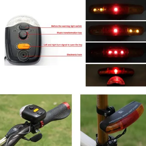 Lámpara de señal de giro multifuncional para bicicleta, luz trasera con bocina eléctrica, luz de freno, Xc-408