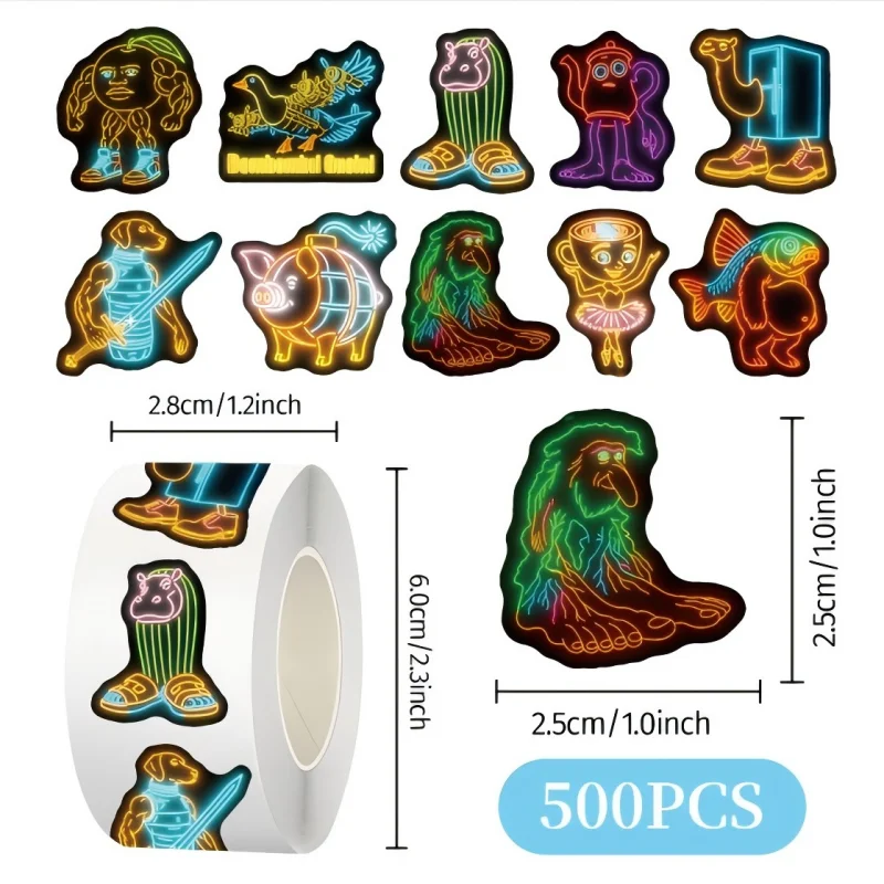 500 SZTUK Włoskiej Niesforności 1 Rolka Taśmy AI TungTung Sahur Abstrakcyjne Naklejki PVC Rolka DIY Naklejki Zabawki Naklejki na Laptopa Prezenty Zabawki