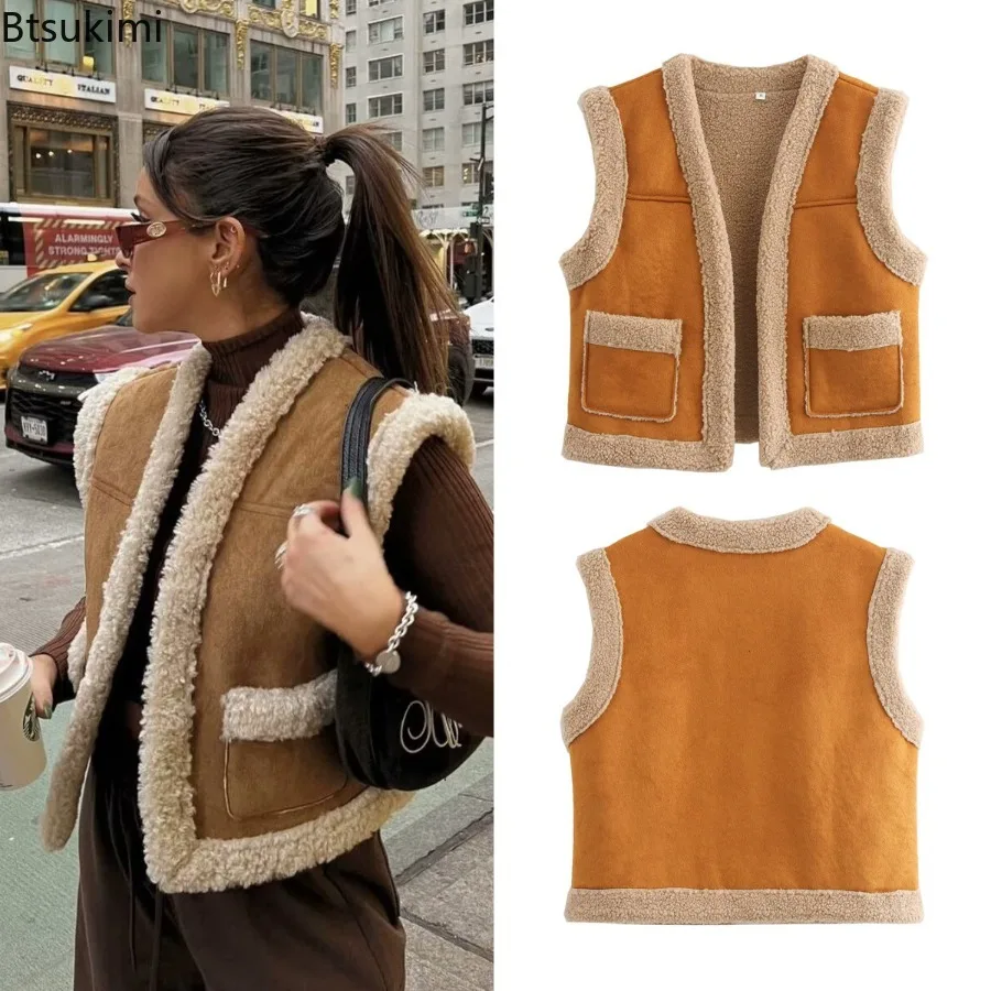 

Autumn Winter Women Waistcoat Lamb Hair Winter Thermal Warm Thick Fleece Vests Sleeveless Jacket Ladies Coats Fashion Streetwear