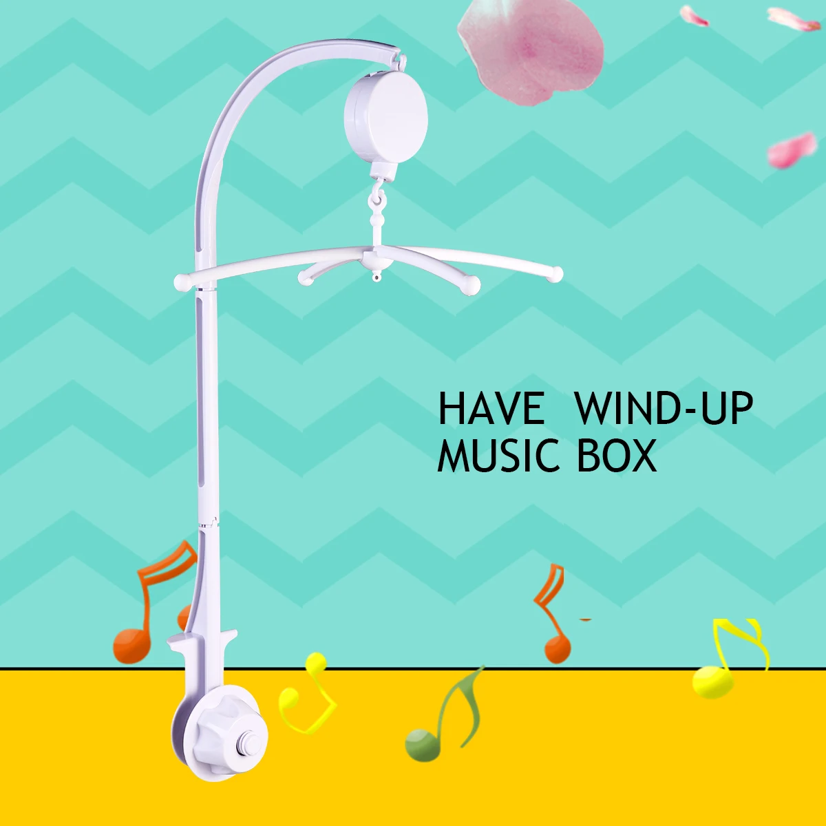 

Baby Crib Mobile Bed Bell Holder Arm Bracket 360 Degree Rotating Sturdy Abs Plastic White 50.3*43.8*21.6Mm Wind-Up Music Box