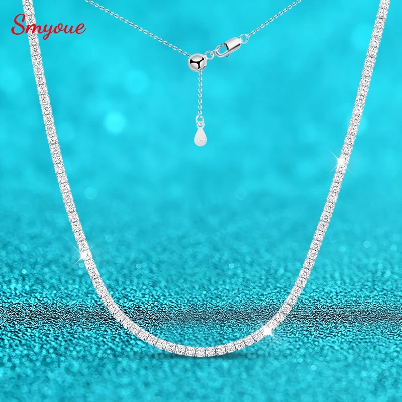 Smyoue każdy 2mm wszystkie cyrkon/moissanite naszyjnik tenisowy dla kobiet mężczyzna regulowany Choker Chain 100% 925 biżuteria ze srebra wysokiej próby