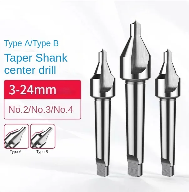 

Mohs cone handle center drill, Type A without protection, Type B with protection, HSS high-speed steel A5 A6 8 10 12