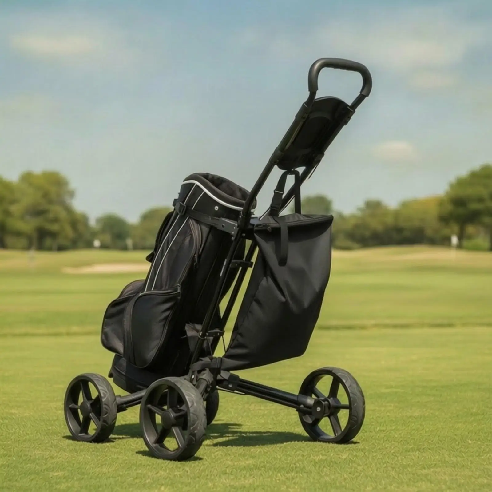 Golf Push-Cart Storage Bag Lightweight Three-Wheel Golf Push Golf Bag Universal Fit for Golfers, Outdoor Organization, Camping,
