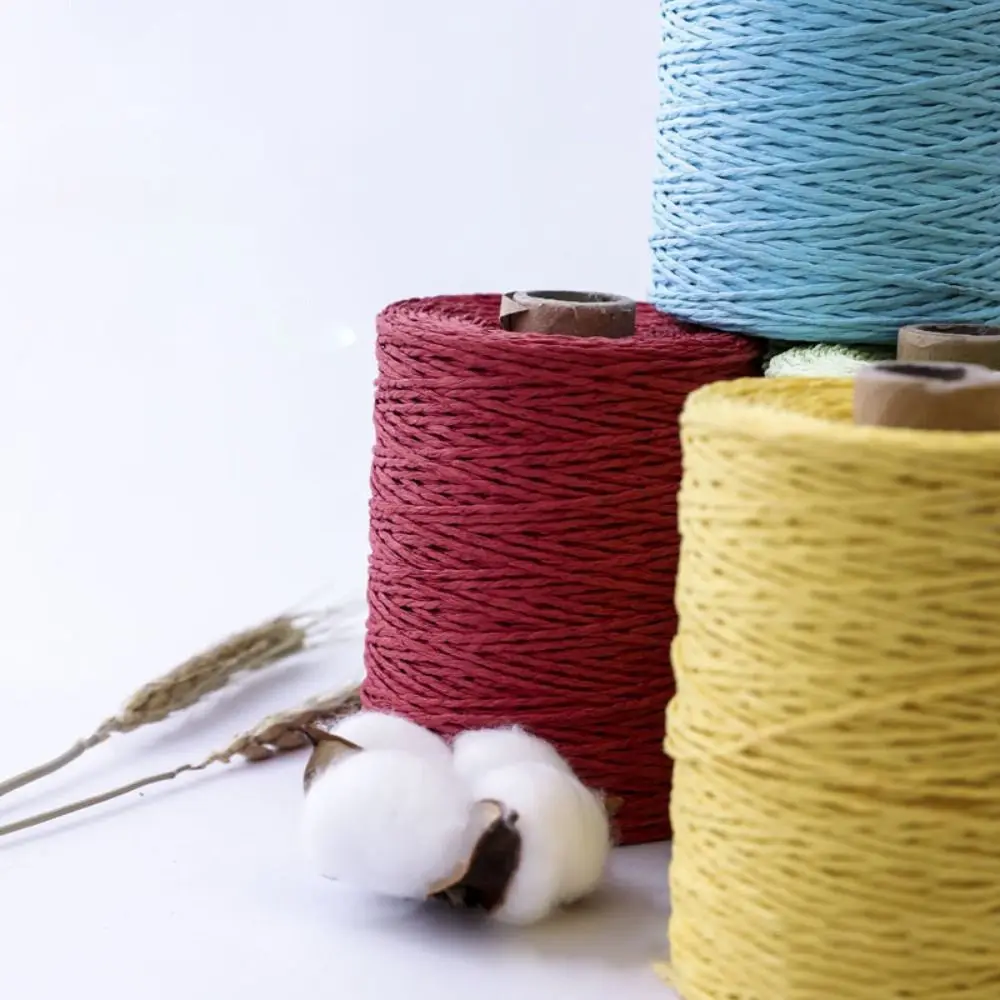 280-300m/Roll New DIY Raffia Straw Yarn Hand Knit Natural Basket Knitting Material Colorful Threads HandBag