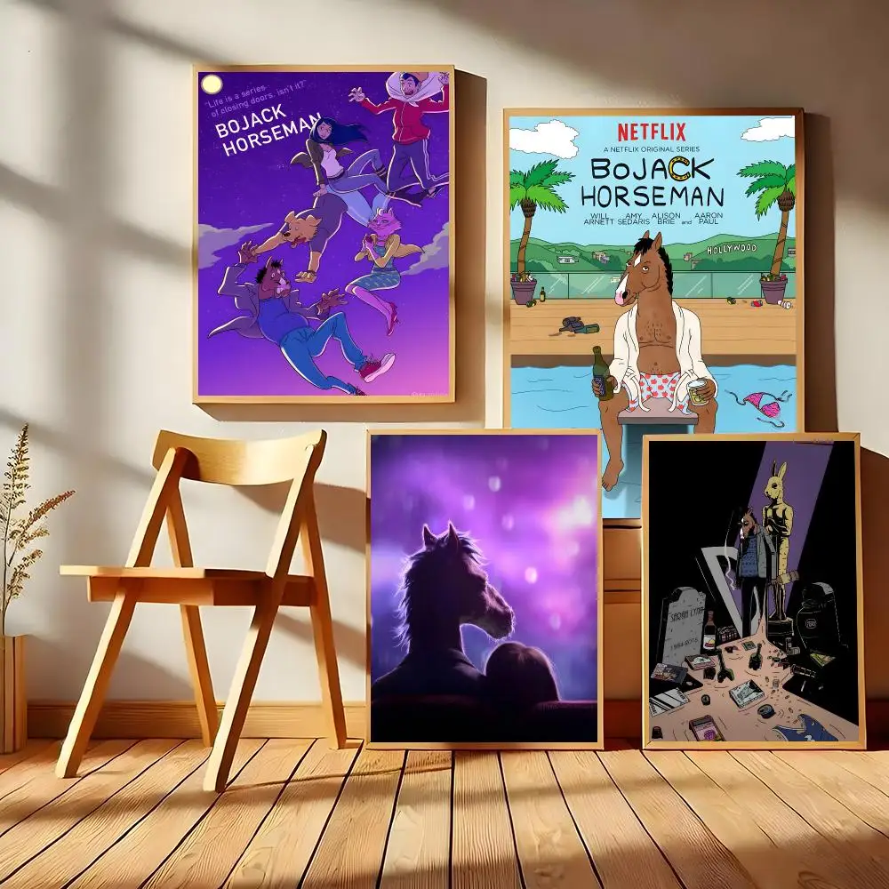 Funny B-BoJack Horsemans Poster Matte Self-Adhesive Wall Art Print Living Room Bedroom Home Decor