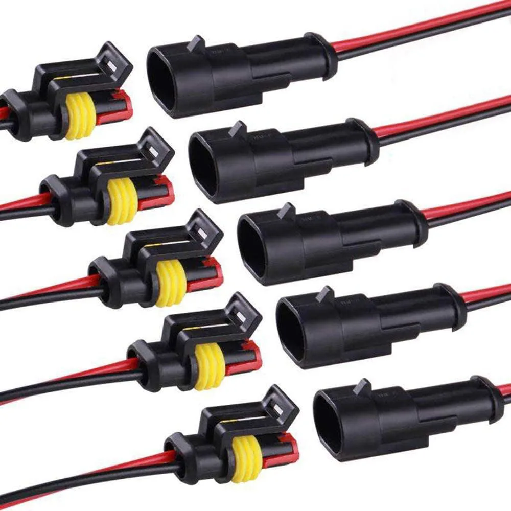 2 Pin Connector Waterproof Connector, Male and Female Way 16 AWG Wire Suitable for Car Truck Boat and Other Wire Connection 5 Ki