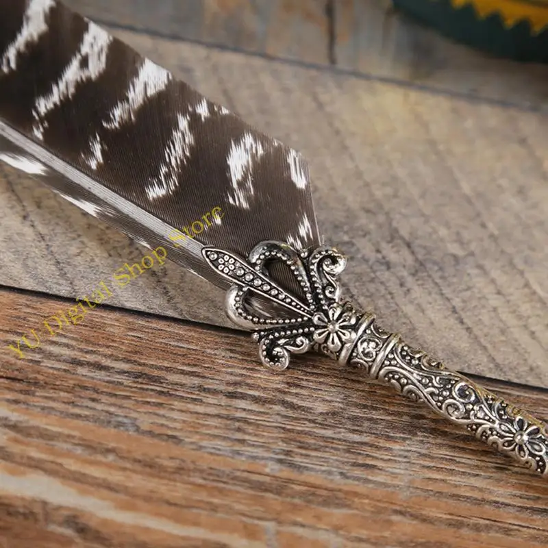 

96BA Luxury Vintage Quill Dip Calligraphy Fountain Pen Writing 5 Nibs Set