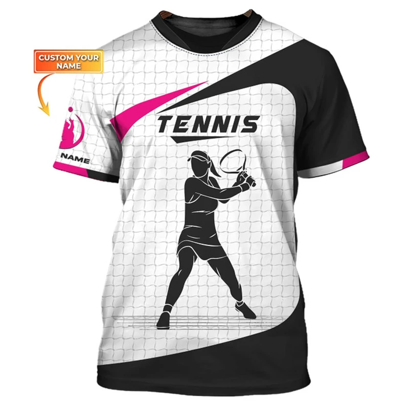 Custom Name Tennis Ball Graphic T-shirt Men Women Sport Fashion Street Trendy Round Neck T Shirts DIY Personality Men Tee Tops