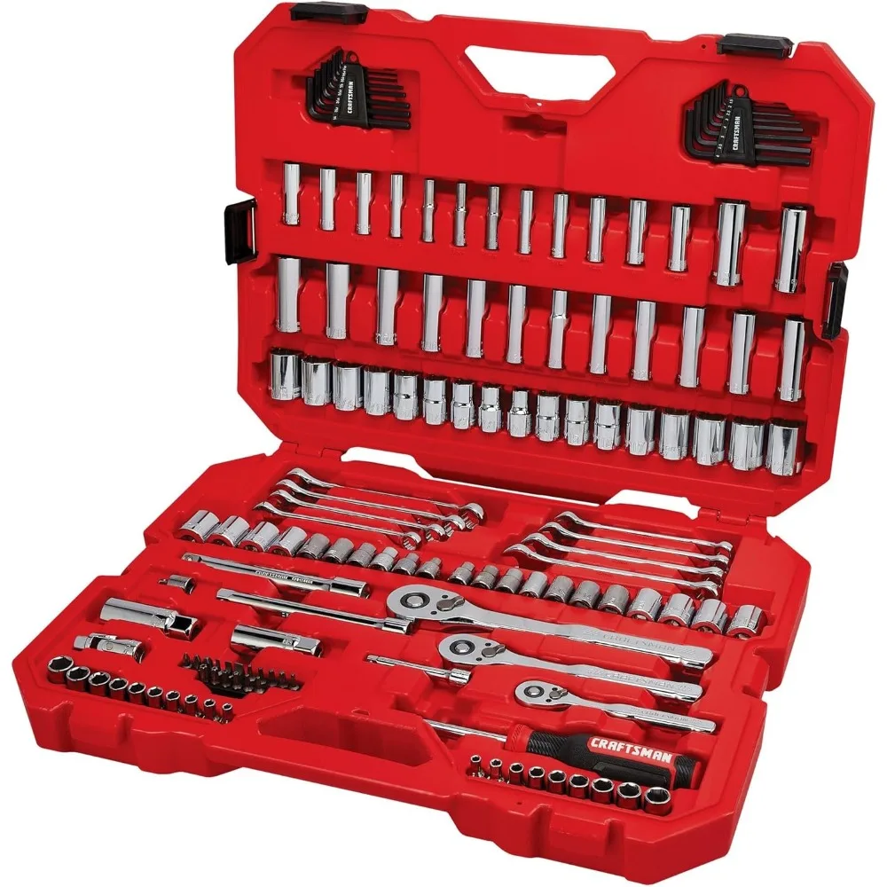 

Mechanic's Tool Kit: 135-Piece Drive SAE/Metric Socket and Wrench Set with Storage Case
