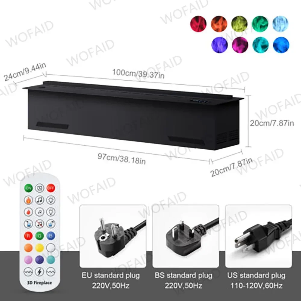 Indoor Decoration 3D Atomizing Fireplace Multicolor Flame APP Control Smart LED Embedded Steam Electric Fireplace