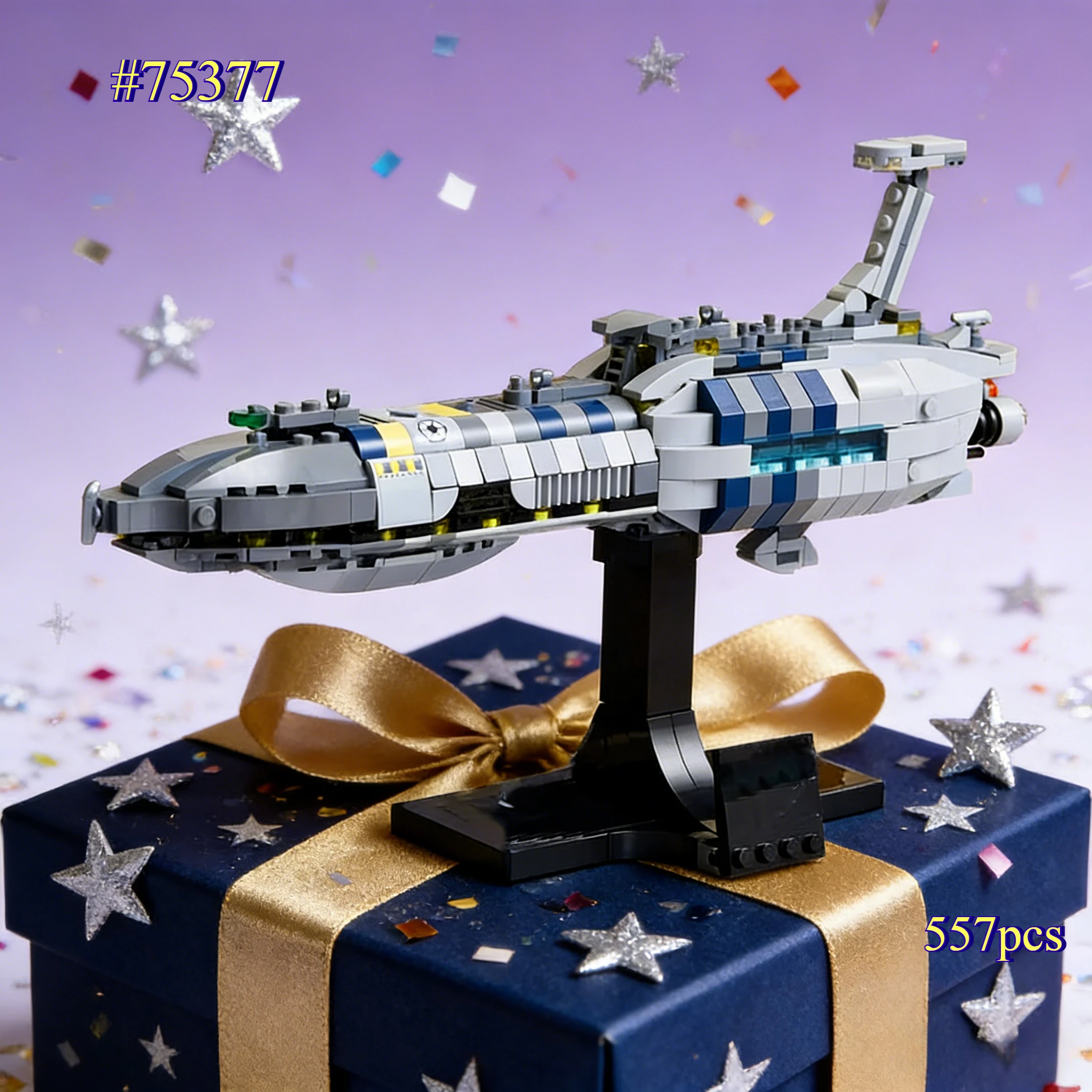 MOC Star Unsichtbare Hand-Raumschiff-Bausteine-Sets, kompatibel mit Legoed-Partikeln, geeignet für Weihnachtsgeschenke 75377