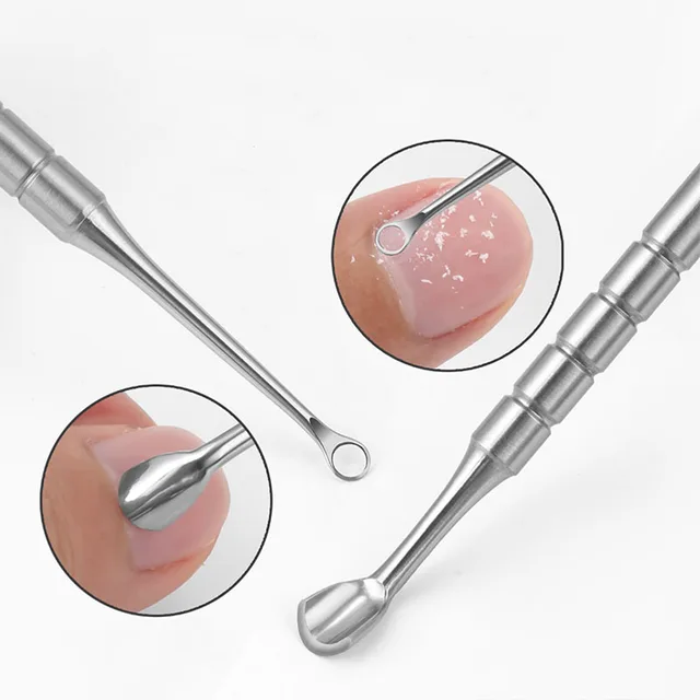 Nail Dead Skin Pusher Circled/Horsehoe Header Stainless Steel Pusher Narzędzie do usuwania skórek paznokci Manicure Narzędzie do zdobienia paznokci
