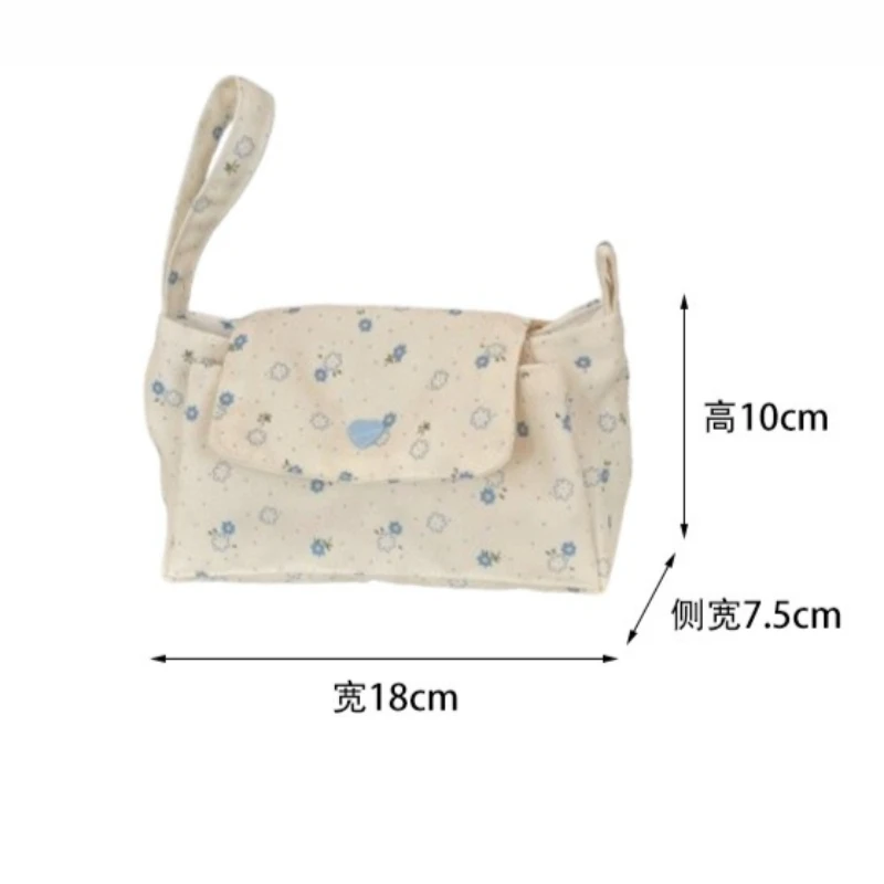 Multi Pockets Canvas Toiletry Bag for Women Travel Storage Makeup Bags Cute Flower Multi-layer Cosmetic Washing Organizer Bag - view 6