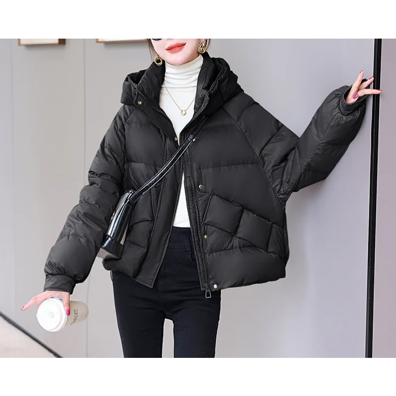 Hooded Down Jacket for Female, Large Version of The Fashion, Casual Temperament Jacket, Stand-up Collar, Winter Coat, Tide, New