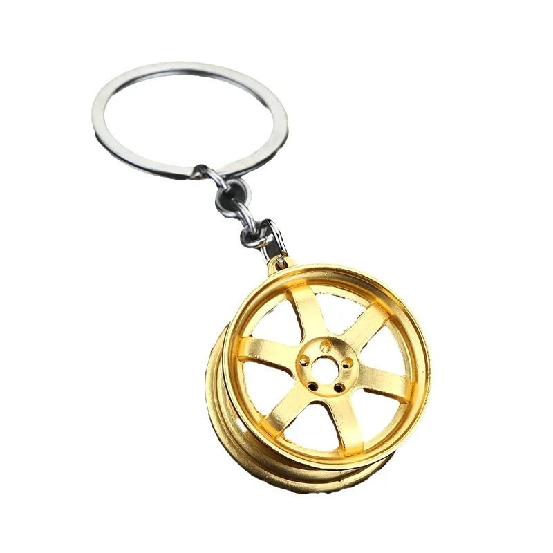 Creative car hub keychain Tire shaped keyring Metal Car Trinket Keyring Boyfriend Unique Birthday Gift