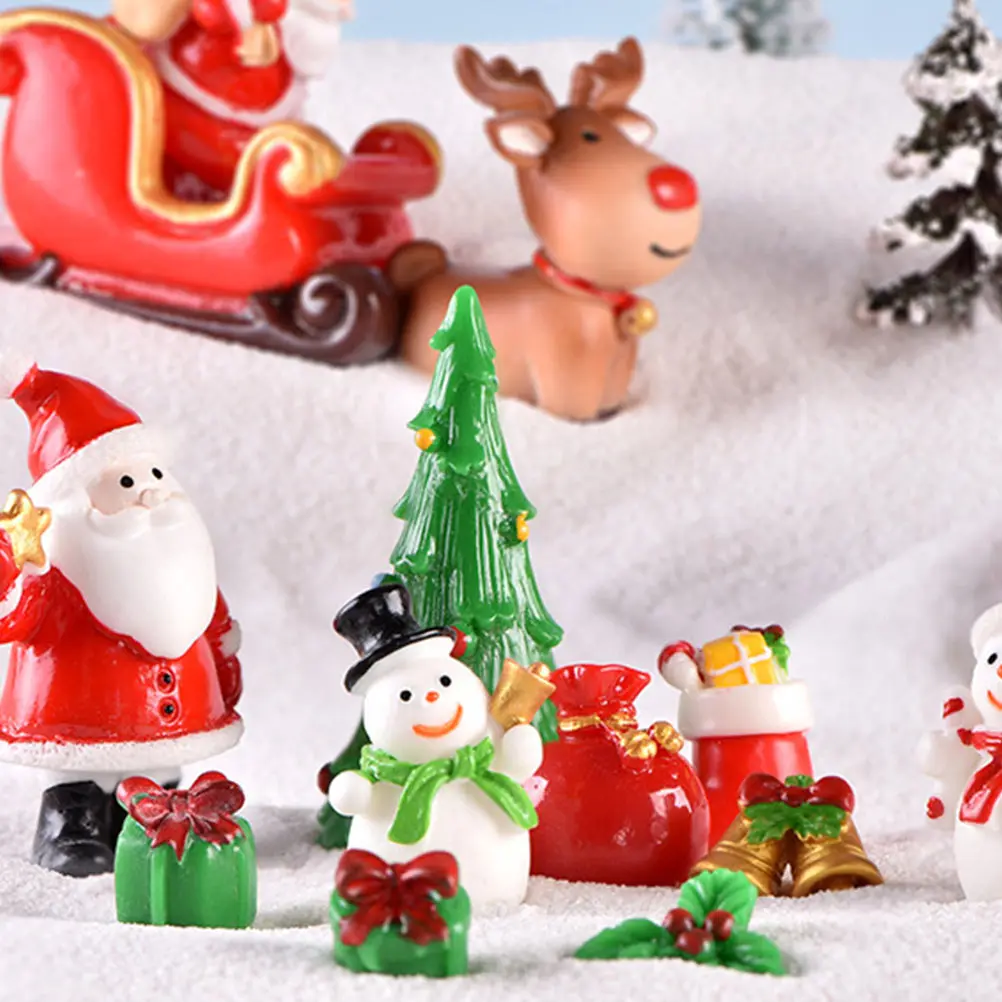 

20pcs Snowman Sled Ornaments Resin Christmas Decor Mini Landscape Adornments Festive Home Office Gardening Supplies