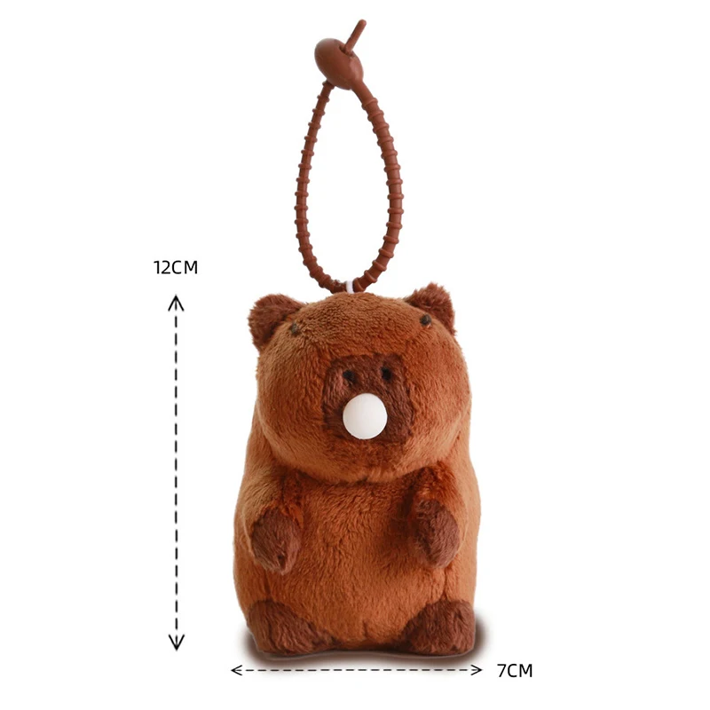 Capivara chaveiro de pelúcia pingente simulação capivara kawaii brinquedo fofo animais de pelúcia boneca mochila chaveiro presente de aniversário