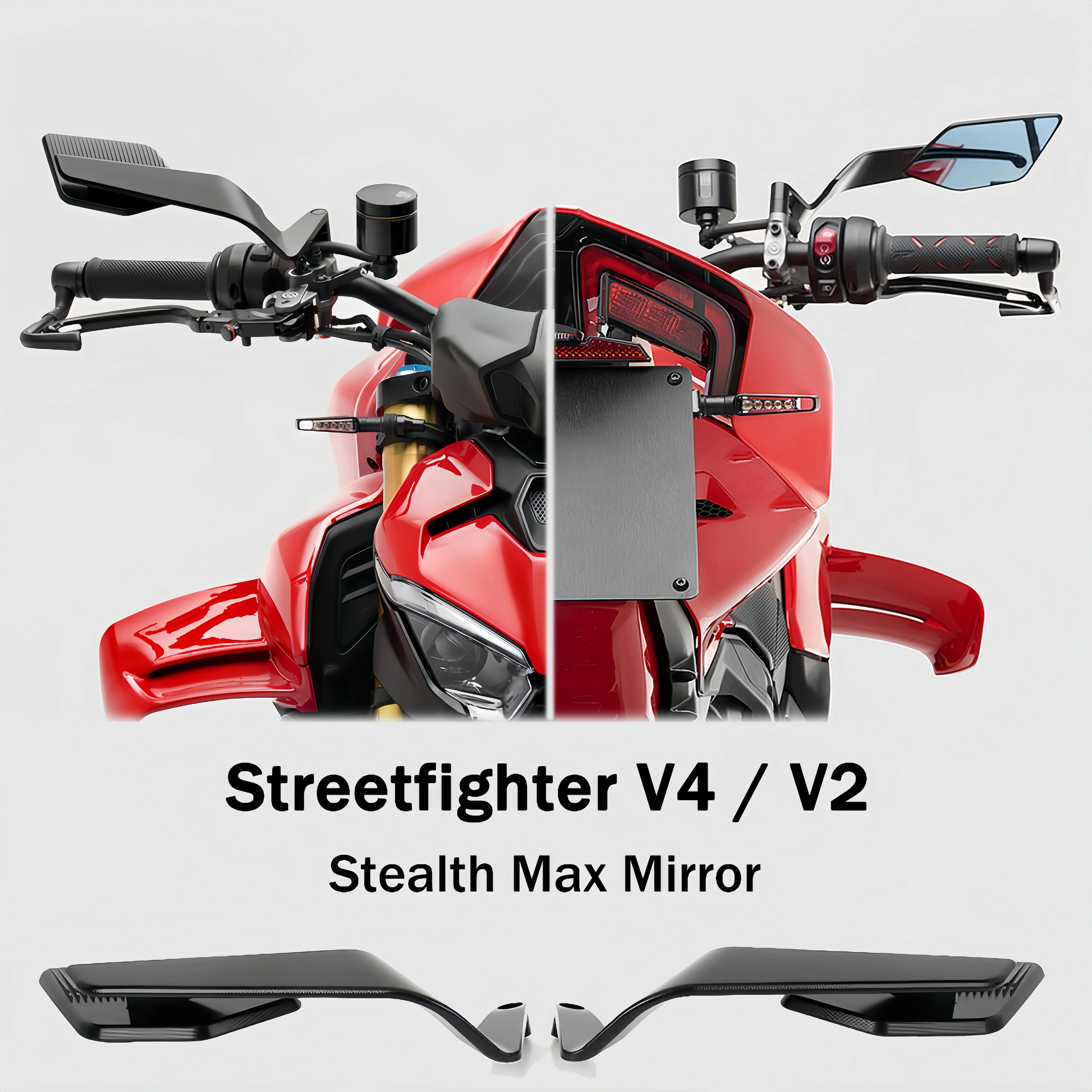 For Ducati Streetfighter V2 V4 S 2023-2025 Motorcycle Accessories Mirrors Stealth Max Mirror To Rotate Adjustable Mirrors