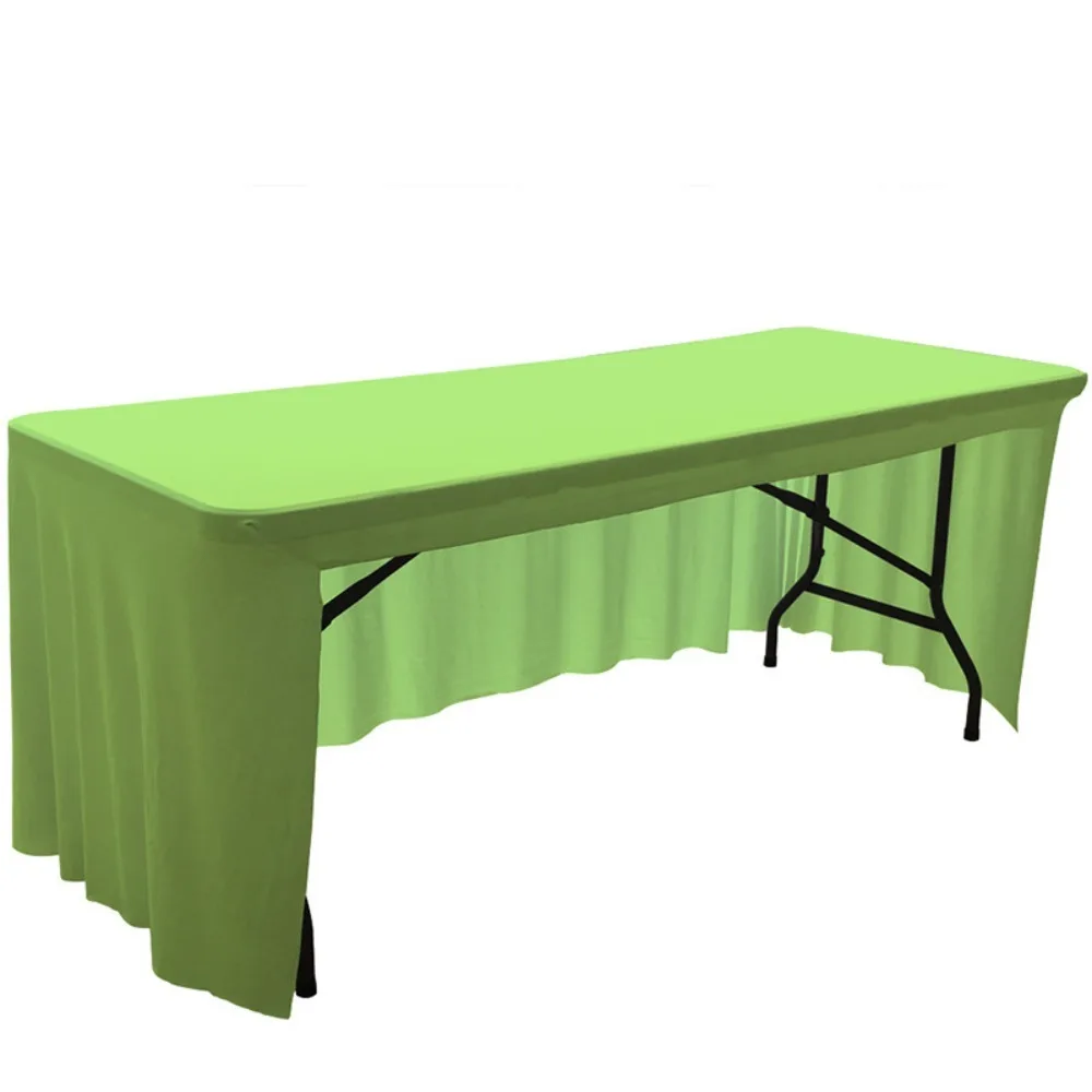 Practical Solid Color Spandex Stretch Tablecloth Elastic Dustproof Table Cover Rectangular Washable Exhibition Table Decor Party