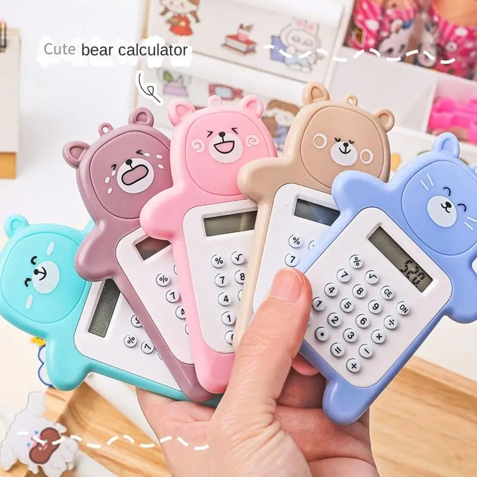 1 Pcs Cartoon Cute Bear Calculator Korean Fashion Mini Portable Small Calculator Portable Pupil Computer For Student Office