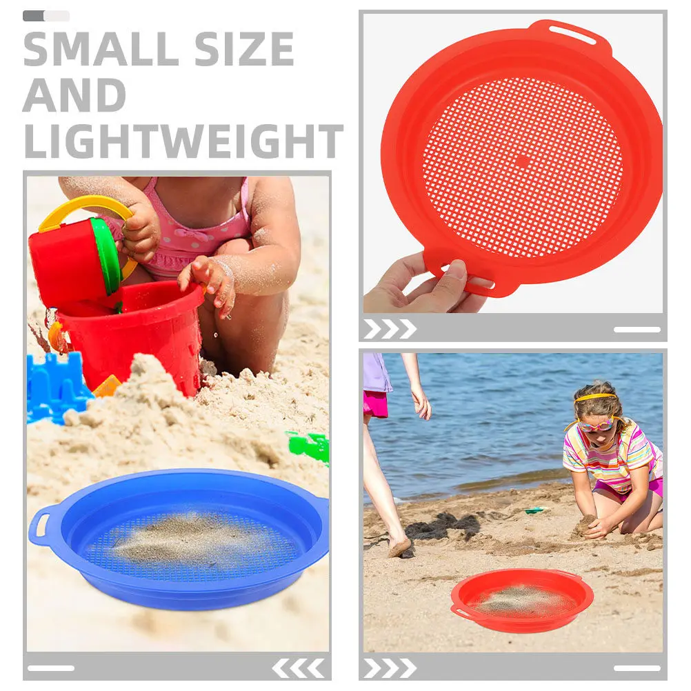 4Pcs Children Sand Sieve Plastic Beach Strainer for Sorting Sand Rocks Shells Family Outdoor Trip