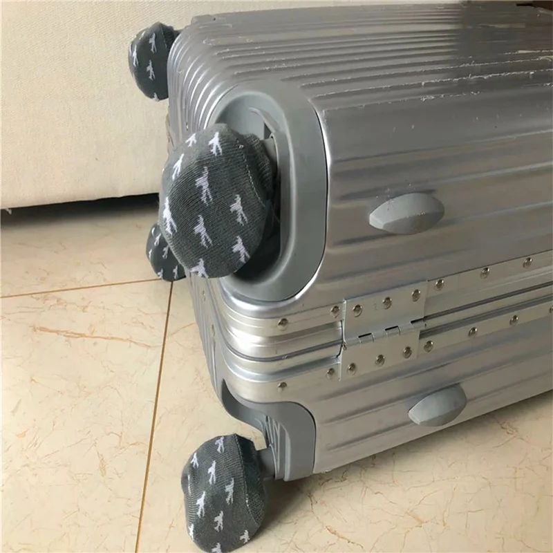 4pcs Knitting Luggage Wheels Protector Cover Anti-wear Table Leg Cover Office Chair Caster Cover Suitcase Wheels Dustproof Cover