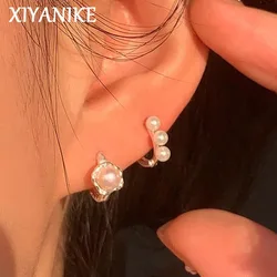 XIYANIKE Summer Korean Pearl Hoop Earrings For Women Girl Sweet Fashion New Trendy Jewelry Girl Gift Party Wedding aretes