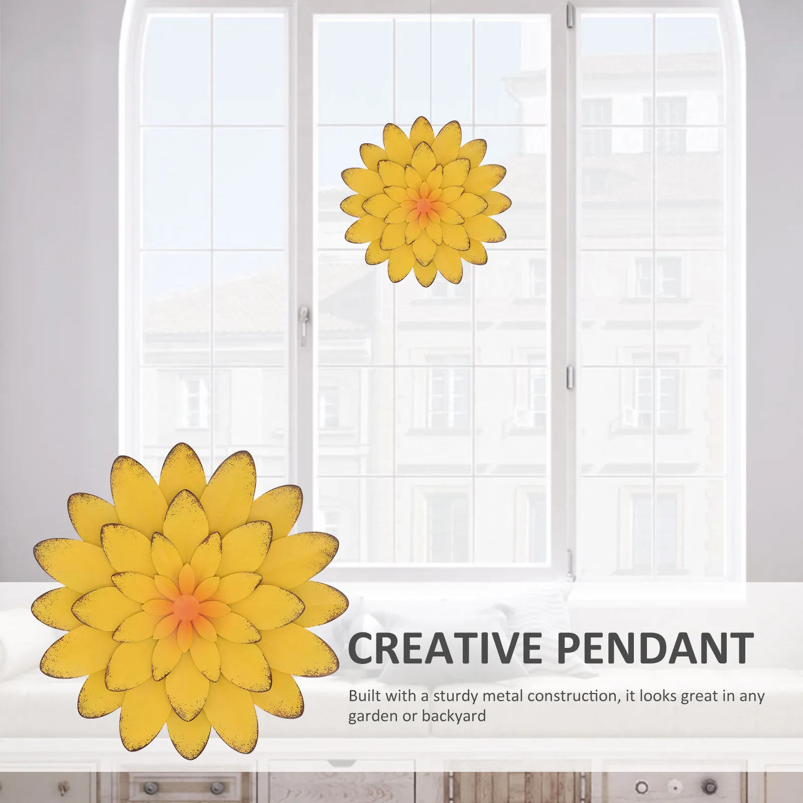 1Pcs Iron Flower Pendant Wall Decor Nordic Style Simulation Flower Ornament Delicate Craftsmanship Comfortable Touch Indoor