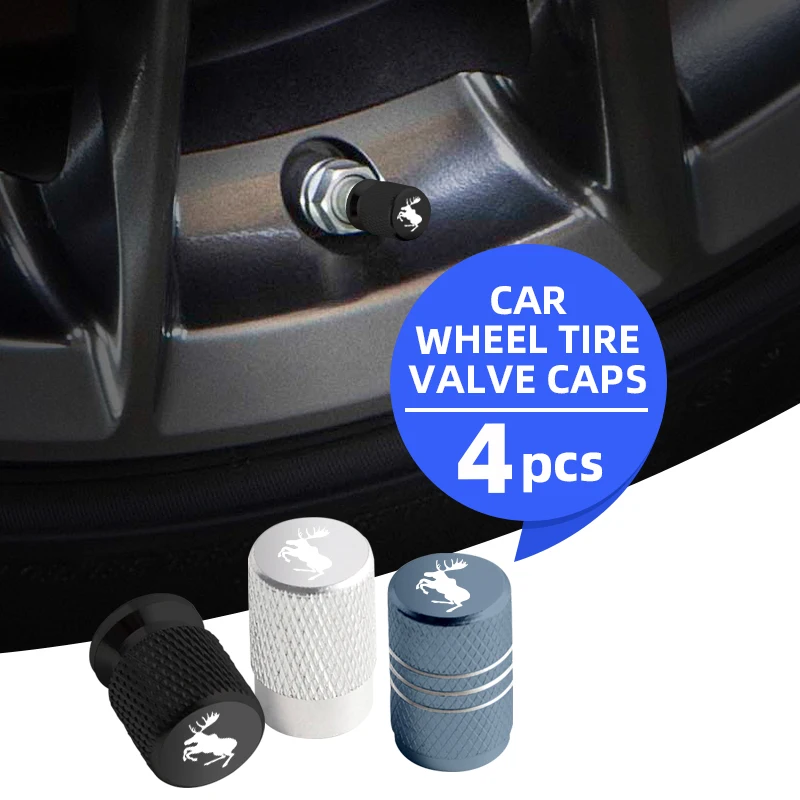 Car Prancing Deer Emblem Badge Car Wheel Tire Valve Caps Tyre Stem Covers For Volvo Moose Test S40 V40 V50 XC60 XC90 XC40 S60