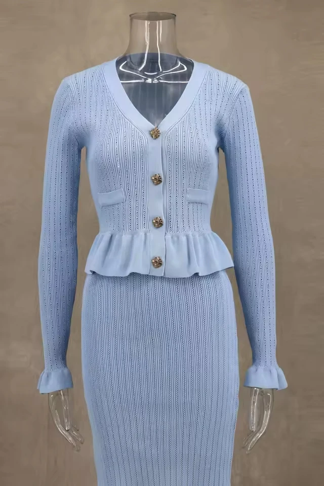 

2025 New in Matching Sets Fall Winter Knit 2 Piece Sets Women Outfit Sweater Cardigan Long Skirt Conjuntos Femininos Outerwears