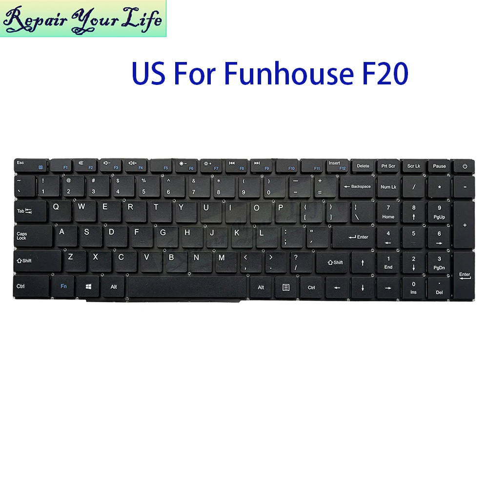 US English Keyboard For Funhouse F20 XK-HS321 MB3501041 USA United States Notebook Keyboards/Teclado Black Keycaps NO Backlight