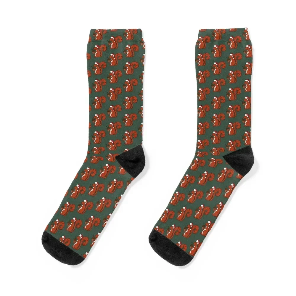 

Christmas Squirrel Socks Stockings custom crazy cotton Ladies Socks Men's with print Non-slip designer sport Socks Men's Women's