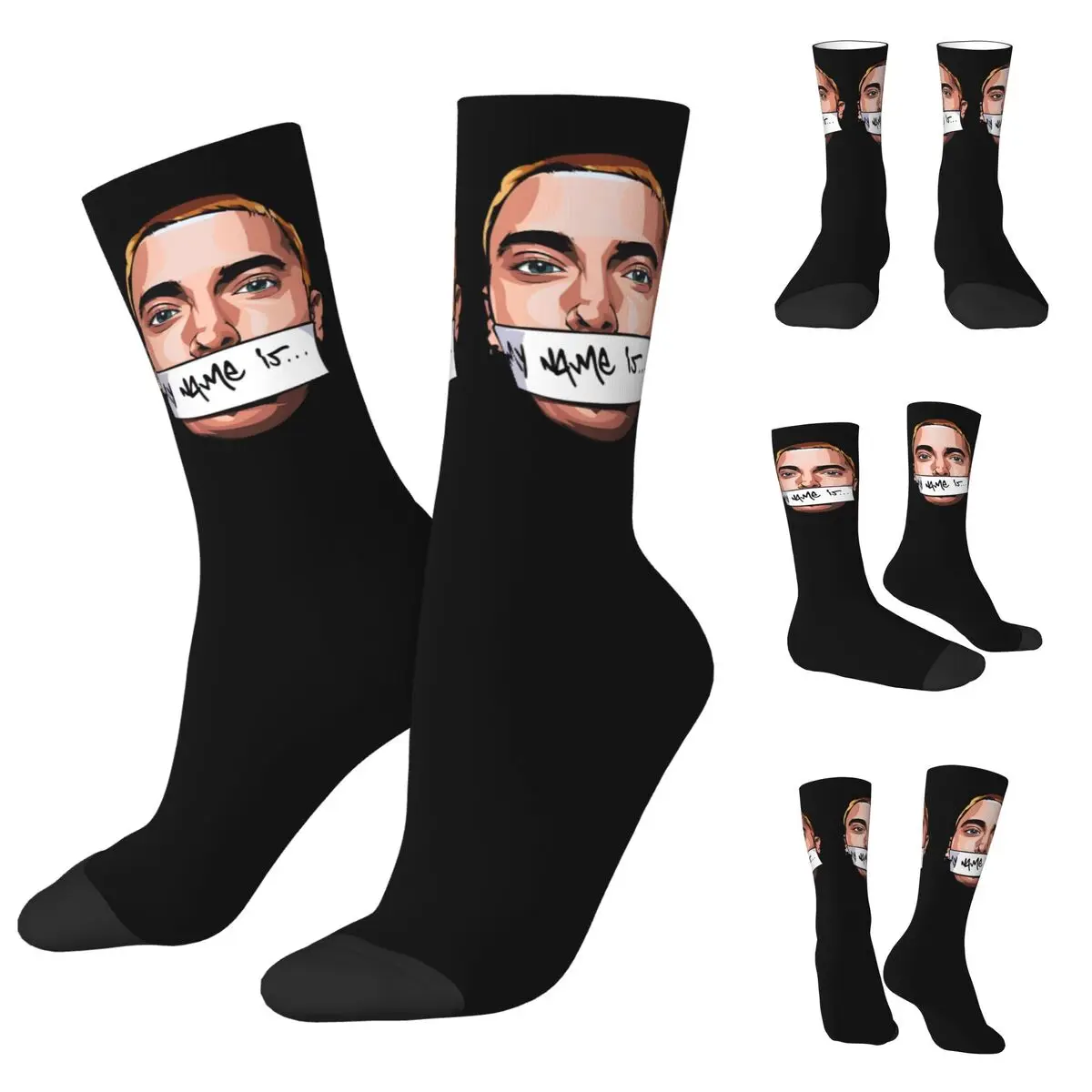 Eminem My Name is Slim Shady POLYESTER للجنسين المشي لمسافات طويلة 3D Print Happy Socks