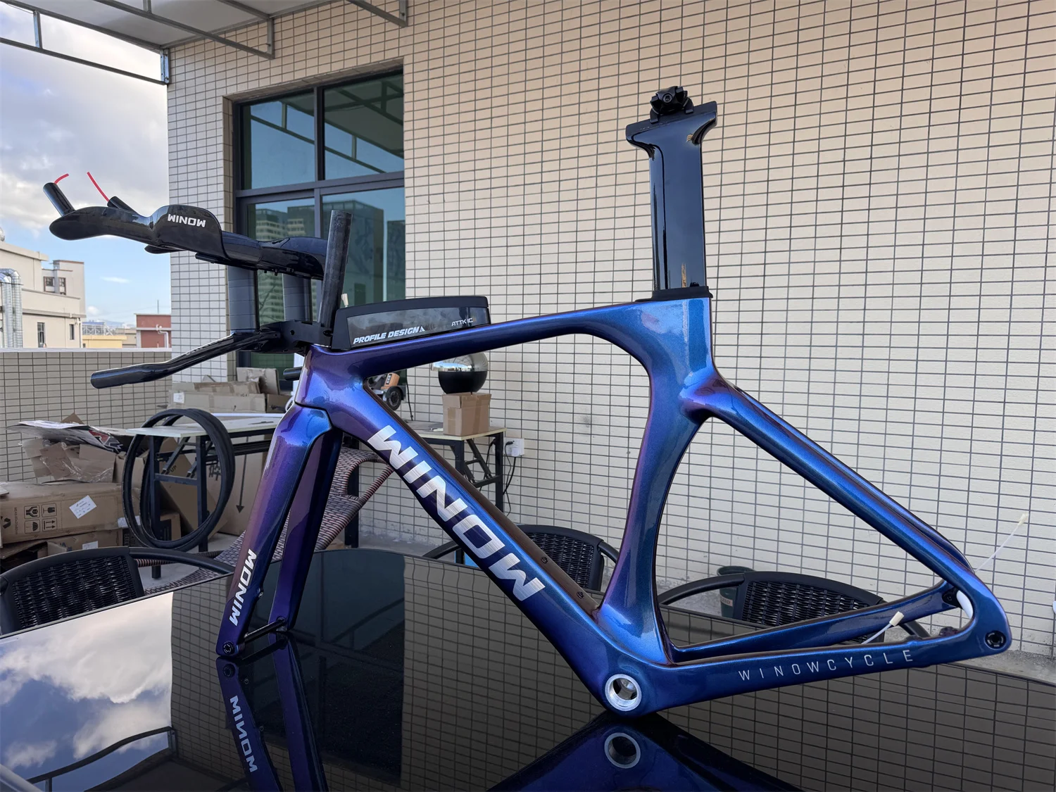 Winowsports Upgraded TT bar Carbon Fiber Time Trial Frame Set Disc