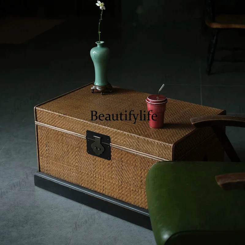 Rattan leather box storage box B & B hotel decorative cabinet coffee table side cabinet small side table