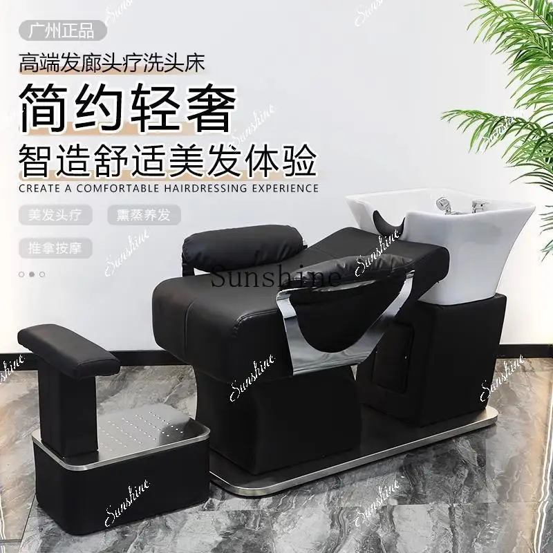 Tide hair salon ceramic basin shampoo bed barber shop hair salon special massage half lying flush  TF