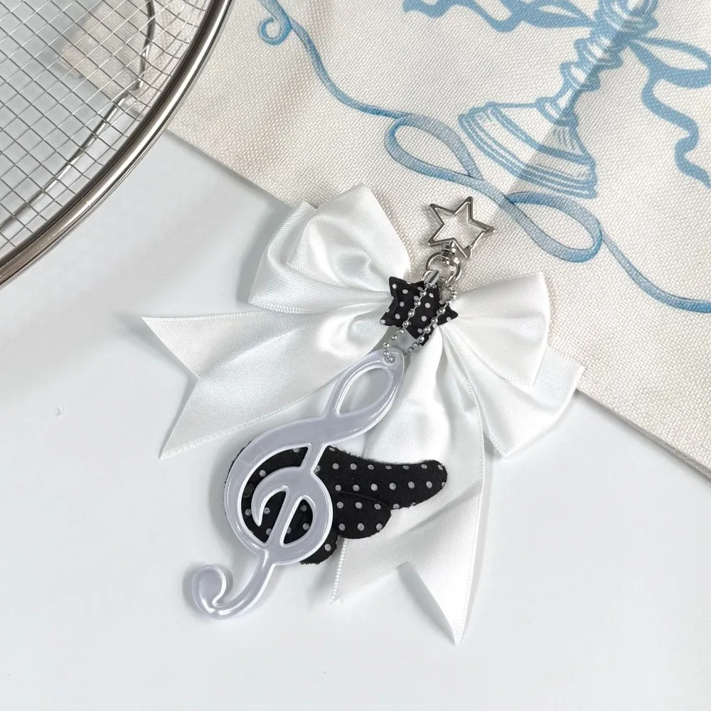 Cute Y2K Keychain Bag Charm Bow Polka Dot Print Bag Charm Decorative Key Ring