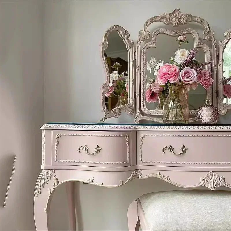 Girl Glass Dresser Table Storage Mirror Baby Living Room Drawers Dressing Table Mobile Women Tocador Maquillaje Funiture